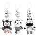 Eikada baby rattling toys high contrast black and white newborn toys hanging plush toys for car seat baby bed stroller (3 pack)