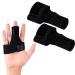 Topbine 2 pieces black neoprene finger rail finger support with built -in steel plate support for sports injuries broken fingers joint pain