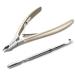 MR.GREEN Cuticle Nippers Gorgeous Colorful Cuticle Scissors Nail Manicure Clippers Trimmer Dead Skin Remover Cutters Beauty Tool (Nickel Pearl+Pusher) Nickel Plated +Pusher