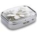Stylish White Flower Print 2 Compartment Pill Box | Portable Metal Pill Organizer for Pocket & Purse - Ideal for Travel - Buy Online on GoSupps.com