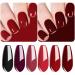 Vishine Classic Red Gel Nail Polish Set Dark Red Burgundy Black Purple Gel Polish Kit Soak Off UV Nail Lamp LED Gel Nail Kits for Nail Art Design Home DIY Manicure Nail Salon Varnish 8ml 6 Color Set-8ml