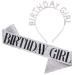 Birthday Girl Sash & Rhinestone Headband Set - Birthday Sash Birthday Gifts for Women Birthday Party Supplies(Silver Glitter/Black) Silver Glitter/ Black