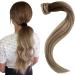 Easyouth Ponytail Human Hair Extensions Wrap Around Hair 14 Inch 70g One Piece Ponytail Hair Extensions Brown to Medium Blonde Ombre Ponytail Extensions 35 cm/14" 4-Pony #3/8/22