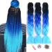 Showjarlly Kanecalon Kunsthaar Hair Kanecalon Hair Braids Extension Ombre Jumbo Braid Hair extension 24 " Kanecalon braids Box Braid Kunsthaar Hair For Inclined Black/Royal Blue/Himmel Blue# 61cm-24 inch (3 SPACE) Black/Royal Blue/Heavenly Blue