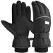 Kids Winter Gloves Snow Ski - Boys Girls Warm Waterproof Windproof Cold Weather Thermal Fleece Anti Slip Mittens with Grip for Skiing Snowboard Outdoor Sport Black Aged 6 - 12 Years Black 8 - 10 Years