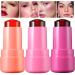 Cooling Water Jelly Blush Tint 3 Colors Jelly Blush Stick Sheer Lip & Cheek Stain Blusher Set for Smooth Finish