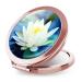 iampanda Compact Rose Gold Mirror for Women Round Mini Pocket Makeup Mirror for Purse Pretty Folding Travel Mirror with 2X Magnifying (Beautiful Lotus Flower)