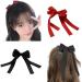 Hair Bows Ribbon Hair Clips for Women Girls Bowknot Hair Clip Hair Bow Barrettes for Women Red Black Bow Hair Clip Bowknot Hairpins for Girls 2pcs Bows Hair Pin Hair Accessories