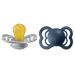 BIBS Supreme Baby Pacifier 2-Pack | Made in Denmark | BPA Free Dummy Soother Symmetrical Nipple. Natural Rubber Latex Size 1 (0-6 Months) Cloud / Steel Blue