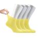 Cosyfeel Women Loose Diabetic Socks | 4-Pack Neuropathy Ankle Socks for Ladies | Super Soft Eco-Friendly Bamboo Material | Durable with Seamless Toe | Multicolour Patterns | 4 Seasons 4-7 YELLOW