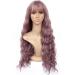 26 inch Pink Wavy Wig with Air Bangs - Heat Resistant Synthetic Hair Replacement for Women - Perfect for Party and Cosplay - Buy Online on GoSupps.com