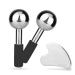 ICE Globes for Facials & Gua Sha Set Gua Sha Facial Tools and Cryo Sticks with Unbreakable Steel Face Massager Cooling Rollers for Dark Circles Puffiness and Lymphatic Drainage (Black)