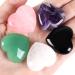 5Pcs 1.2" Rose Quartz Heart Crystals Amethyst Healing Crystal Love Stone Polished Thumb Palm Natural Worry Gemstones Reiki Balancing Metallic - 5pcs