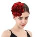Large Flower Hair Clip 7.87" Satin Rose Flower Hairpin Barrettes for Women Girls Elegant Hair Accessories for Party Stage Show Performance Photography (Red)