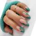NLOOKS Press on Nails Medium Almond Shape Glossy Fake Nails with Nail Glue Kit Acrylic Nail Tips Set Manicure for Women  Girls - (Green Wave)  0.17 Fl Oz