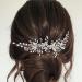 Clataly Wedding Bride Headband Flower Hair Vine Silver Leaf Bridal Hair Piece Pearls Hair Accessories for Women Girls