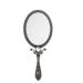 SEHAMANO Vintage Double Sided Handheld Makeup Metal Mirror/Decorated with Pearl/Folding Handle/Portable and Durable Hand Mirror (Matt Grey (Tin))