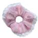 xbiez Cute Lace Trim French Hair Scrunchies for Women Girls Vintage Floral Hair Ties Hairband Elastic Ponytail Holder Headband 10 pink