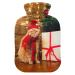 Hot water bottle with Christmas motif with soft fleece cover 2 litre hot water bag for hot and cold compresses