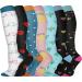 Pnosnesy Compression Socks (7 Pairs) for Men & Women 15-20 mmHg is Best for Athletics Running Flight Travel Support L-XL Multicoloured 12