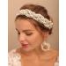 Deniferymakeup Bride Wedding Hair Vine and Earrings Set Pearl Hair Accessories Silver Rhinestone Bride Headband for Women and Girls White - Buy Online on GoSupps.com