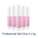 5pcs Nail Glues Extra Strong Quick Dry Adhesive For Natural or False Nails Art Tips Acrylic Gel to stick Diamonds Glitter Rhinestones transparent colour +2 Curved - Banana Nail Files - Buy Online on GoSupps.com