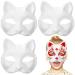 Holidyoyo cat mask Therian-Masks 3 pieces white cat masks blank masking diy halloween-mask animal half-face masks maskerade cosplay party