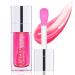 Plumping Lip Oil Hydrating Lip Gloss Tinted Lip Balm Transparent Toot Lip Oil Lip Care, Big Brush Head Glitter Shine Long Lasting Moisturizing Lip Glow Oil Nourishing Non-sticky (007#Raspberry)