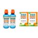 TheraBreath Fresh Breath Oral Rinse ICY Mint 16 Ounce Bottle (Pack of 2) and Dry Mouth Lozenges with Zinc Mandarin Mint 100 Lozenges (Pack of 2)