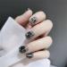 Press on Nails Short Fake Nails 24Pcs Shiny Black False fingernail with Self-Adhesive Jelly Nail Glue Tabs Press On False Nails