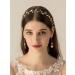 JWICOS Star Girl Headband Earrings Set - Gold Princess Wedding Hair Accessories for Women - Handmade Bridal Barrette with Dainty Bead Star Drop Design - Buy Online on GoSupps.com