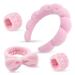 Hair band Cosmetics headband wrist wash spa headband slimming hair band skin care head bands Terry fabric bubbles hair band For face washing removal yoga sport shower (pink)