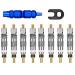 8 pieces Bicycle valve adapter French valve SCLABERand valve replacement Presta valve insert valve cap bicycle valve adapter with valve use tool for bicycle repair