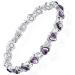 Magnetic Bracelets for Women Stainless Steel Bracelet with Heart-Shaped Zircon Magnetic Jewelry Present (Purple)