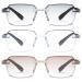 Lanomi 3 pairs of reading glasses frameless women men blue light filter Diamond cut reading idle borderless computer visual aid 3 pieces (gray+brown+transparent lens) 3.0 x