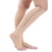 Open Toe Zipper Compression Socks Calf Knee High 15 20mmHg Graduated Compression Stocking Toeless Socks Guard for Women Men Nurses Walking Running Relieves Pain Swelling(XX-Large-Skin color)