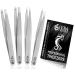 OCBA silver-colored tweezers for face hair women and men for precise care of eyebrows professional eyebrow tweezers made of stainless steel black coated 4 pieces silver