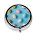 Painted Eggshell Portable Metal Pill Box Round Mini 3-Compartment Plastic Insert hinged Fastening Design Suitable for Small Pills Must-Have for Travel Black