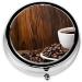Shop Round Pill Box: Mini Decorative Coffee Cup & Beans 3 Compartment Organizer for Travel & Vitamins - Buy Online on GoSupps.com
