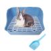 Small Animal Rabbit Litter Toilet, Plastic Square Cage Box, Corner Pan with Grate, Potty Training for Bunny, Guinea Pigs, Chinchilla, Ferret, Galesaur, Hamster Blue