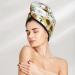 Hair Towel Wrap - Quick Drying Turban with Button | Sunflower Leaves & Birds Design - Buy Online on GoSupps.com