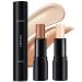 Upgrade Contour Stick 2 in 1 Double-Ended Concealer Highlighter Stick Professional Cream Bronzer Contour Stick Longlasting Face Body Contour Makeup (#01 Ivory+dark brown)