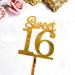 Emma Bunting Sweet 16 Gold Acrylic Cake Topper - Reusable - 15cm x 9cm - Buy Online on GoSupps.com