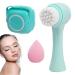 Facial Cleansing Brush Set Silicone Handle Face Scrubbers Soft Bristle Ergonomic Multipurpose Makeup Sponge Skin-Friendly Face Brush with Handle for Cleanses Wet & Dry Use