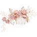 Vokowin Bridal Flower Side Hair Clips Hair Clip Rhinestone Bridal Hair Accessories Floral Bridal Headpiece Fashion Girls Wedding Hair Piece (Pink) (K52-1) - Buy Online on GoSupps.com