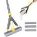 Sponge Floor Mop,Sponge Roller Foam Mop with 3 Pcs Absorbent Sponge Heads& Stainless Steel Handle,51" Self Squeeze Sponge Mop for Hardwood Laminate Tile Marble Ceramic Floors Cleaning-Yellow
