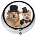 Cute Dogs Round Pill Box - 3 Compartment Portable Travel Medicine Organizer - Mini Decorative Pocket Holder for Tablets & Vitamins - Buy Online on GoSupps.com