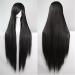 Chiguo long wig 80cm black blond brown white red women adults wig synthetic smooth women tig hair for women carnival cosplay halloween free wig cap+ hair clip (a black)