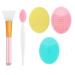 5 Silicone Face Scrubber Kit - Facial Cleansing Brush Manual Facial Cleansing Brush Face Mask Brush Soft Facial Cleansing Brush Silicone Facial Cleansing Brush Removing Exfoliating for All Skin Types