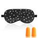 Stars Silk Sleep Mask Black Starry Sky Eye Mask with Adjustable Strap and Earplugs Soft Lightweight Blackout Eye Cover Sleeping Aid Blindfold for Women Men Block Light (Star)